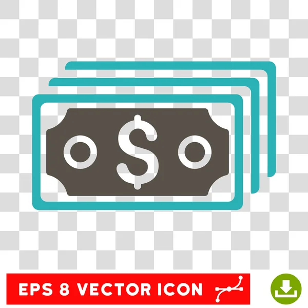 Dólar billetes vector icono — Vector de stock