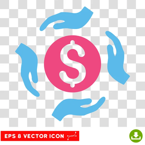 Geld Pflege Hände Vektor-Symbol — Stockvektor