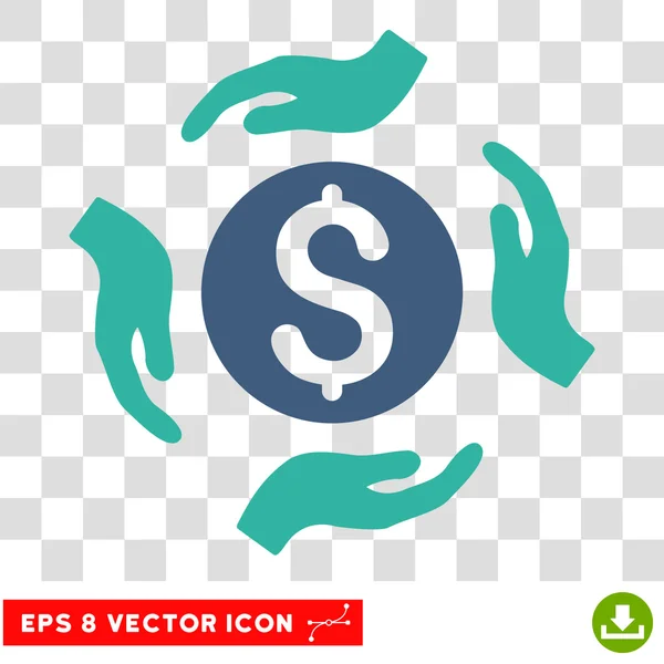 Geld Pflege Hände Vektor-Symbol — Stockvektor