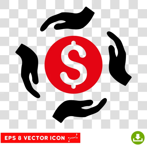 Geld Pflege Hände Vektor-Symbol — Stockvektor