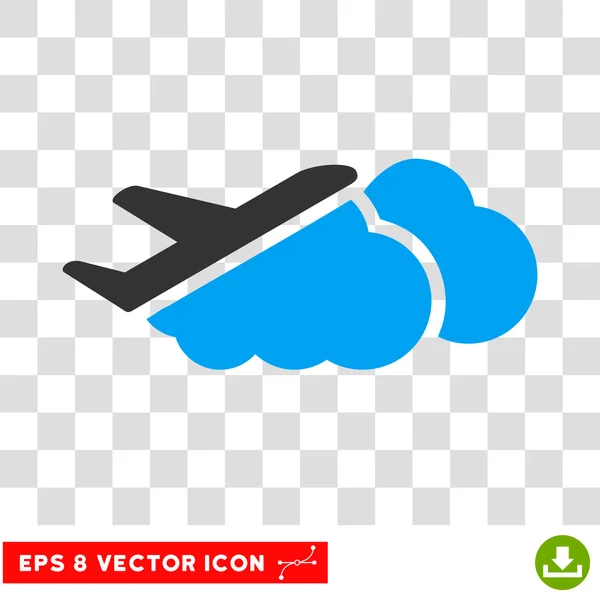 Avión sobre nubes Eps Vector Icono — Vector de stock