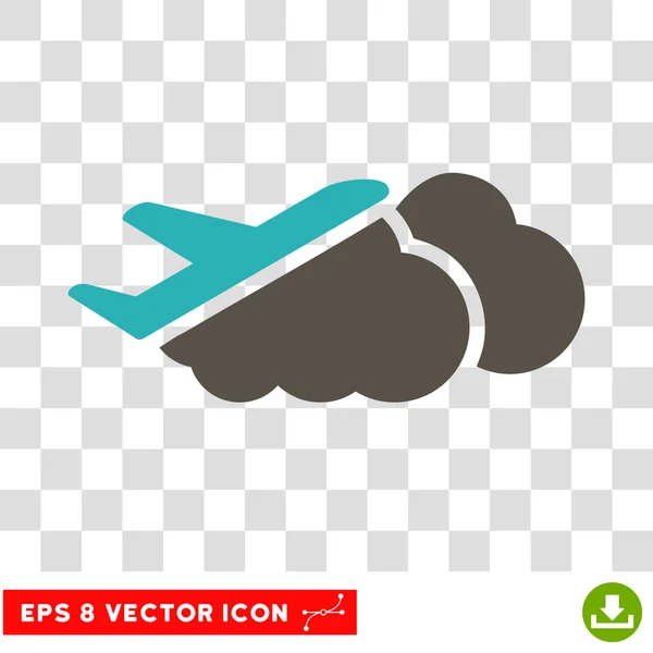 Avión sobre nubes Eps Vector Icono — Vector de stock