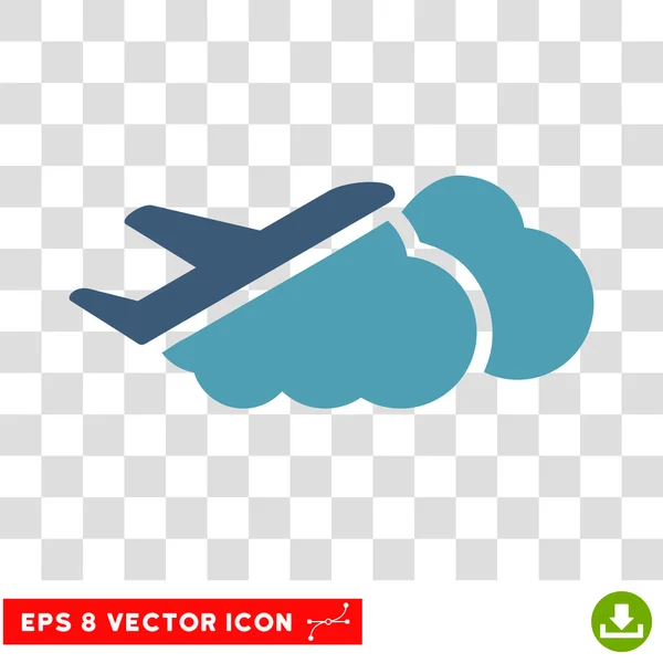 Airplane Over Clouds Eps Vector Icon — Stock Vector