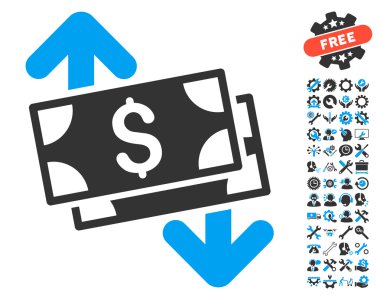 Araçlar Bonus ile Banknotlar Harcama Düz Vektör Simgesi