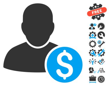 Araçlar Bonus ile İşadamı Düz Vektör Simgesi