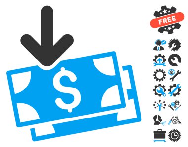 Araçlar Bonus ile Banknotlar Düz Vektör Simgesi alın