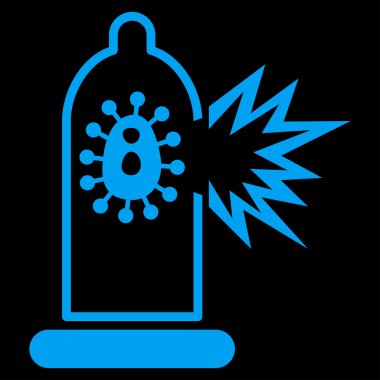 Virüs simgesi ile hasarlı prezervatif