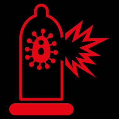 Virüs simgesi ile hasarlı prezervatif