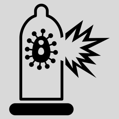 Virüs simgesi ile hasarlı prezervatif