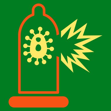 Virüs simgesi ile hasarlı prezervatif