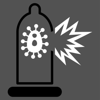 Virüs simgesi ile hasarlı prezervatif