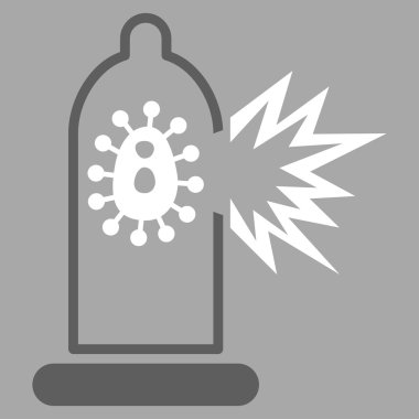 Virüs simgesi ile hasarlı prezervatif