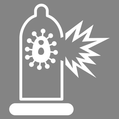 Virüs simgesi ile hasarlı prezervatif