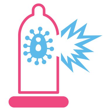 Virüs simgesi ile hasarlı prezervatif