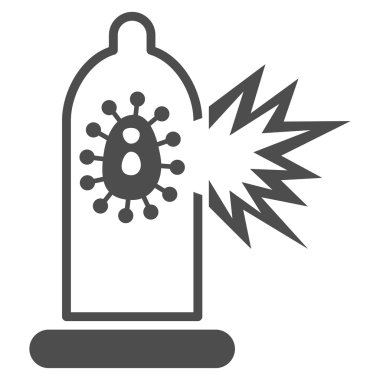 Virüs simgesi ile hasarlı prezervatif