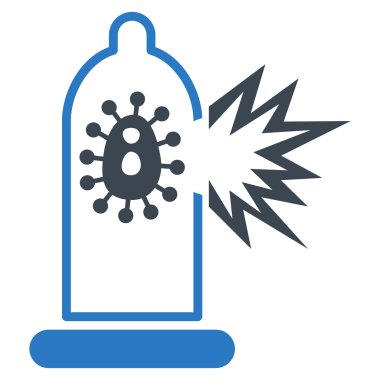 Virüs simgesi ile hasarlı prezervatif