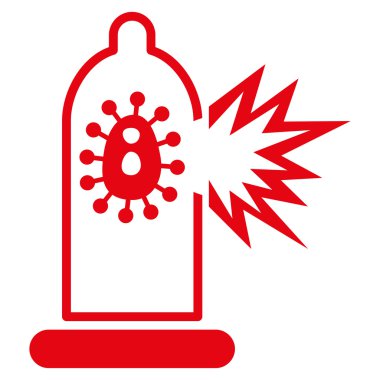 Virüs simgesi ile hasarlı prezervatif