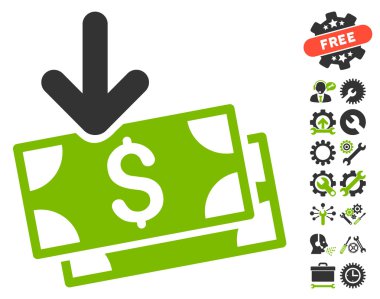 Araçlar Bonus ile Banknotlar Düz Vektör Simgesi alın