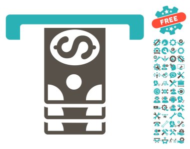 Banknotlar Araçlar Bonus ile Düz Vektör Simgesi Çekme