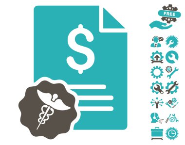 Araçlar Bonus ile Tıbbi Fatura Düz Vektör Simgesi