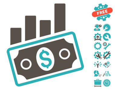 Satış Çubuğu Grafik Araçlar Bonus ile Düz Vektör Simgesi