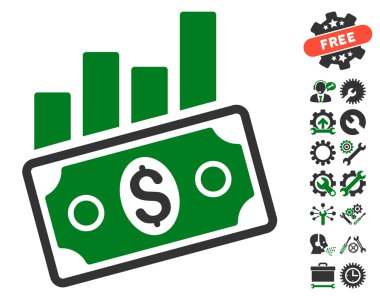 Satış Çubuğu Grafik Araçlar Bonus ile Düz Vektör Simgesi