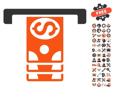 Banknotlar Araçlar Bonus ile Düz Vektör Simgesi Çekme