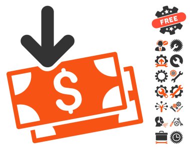 Araçlar Bonus ile Banknotlar Düz Vektör Simgesi alın