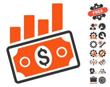 Satış Çubuğu Grafik Araçlar Bonus ile Düz Vektör Simgesi