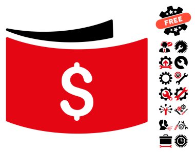 Araçlar Bonus ile Banknotlar Düz Vektör Simgesi