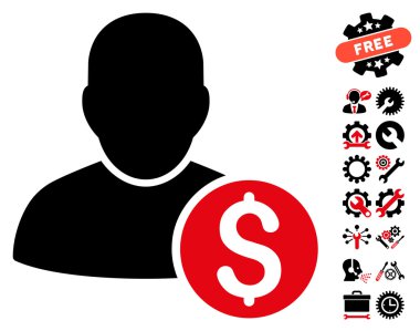 Araçlar Bonus ile İşadamı Düz Vektör Simgesi