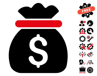 Araçlar Bonus ile Para Çantası Düz Vektör Simgesi