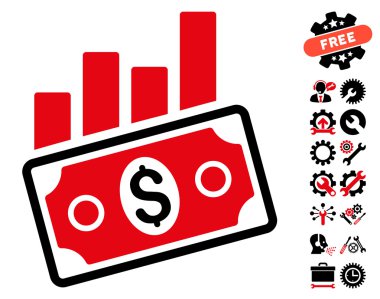 Satış Çubuğu Grafik Araçlar Bonus ile Düz Vektör Simgesi
