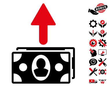 Harcama Banknotlar Düz Vektör Simgesi Araçları Bonus ile