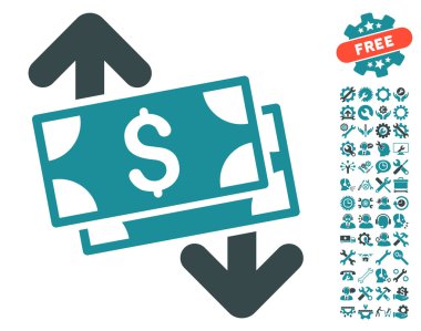 Araçlar Bonus ile Banknotlar Harcama Düz Vektör Simgesi