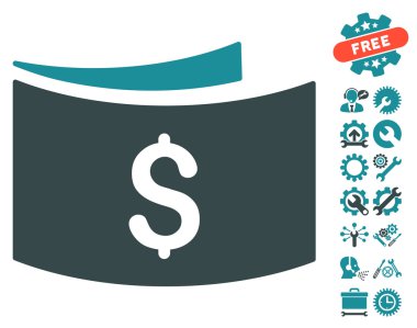 Araçlar Bonus ile Banknotlar Düz Vektör Simgesi