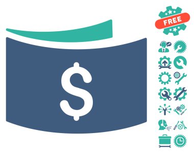 Araçlar Bonus ile Banknotlar Düz Vektör Simgesi