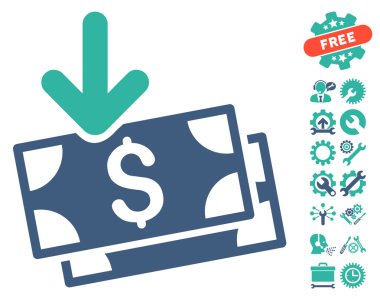 Araçlar Bonus ile Banknotlar Düz Vektör Simgesi alın