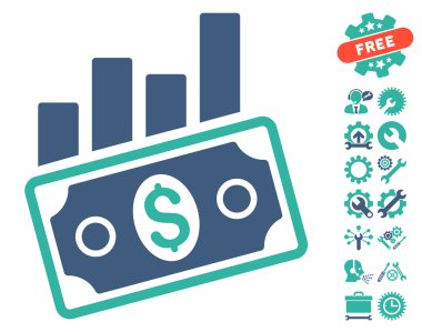 Satış Çubuğu Grafik Araçlar Bonus ile Düz Vektör Simgesi