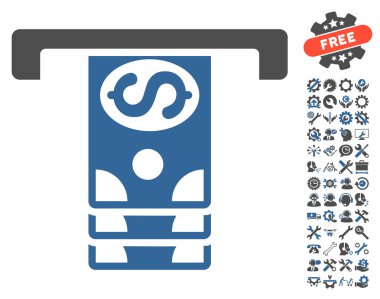 Banknotlar Araçlar Bonus ile Düz Vektör Simgesi Çekme