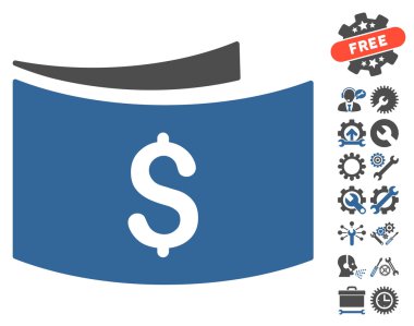 Araçlar Bonus ile Banknotlar Düz Vektör Simgesi