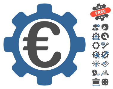 Euro Options Flat Vector Icon With Tools Bonus
