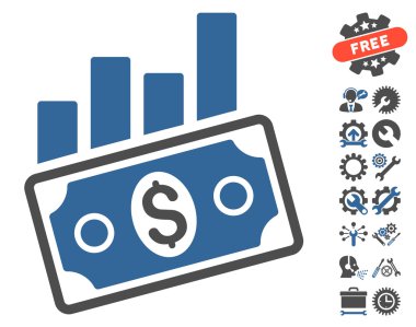 Satış Çubuğu Grafik Araçlar Bonus ile Düz Vektör Simgesi