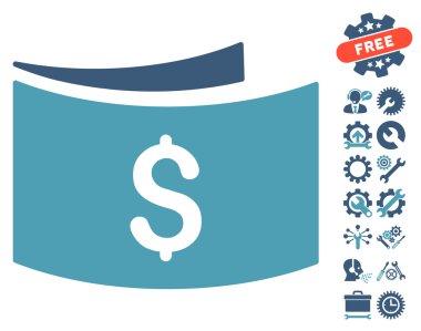 Araçlar Bonus ile Banknotlar Düz Vektör Simgesi