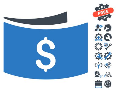 Araçlar Bonus ile Banknotlar Düz Vektör Simgesi