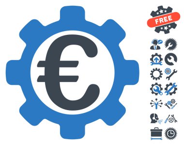 Euro Options Flat Vector Icon With Tools Bonus