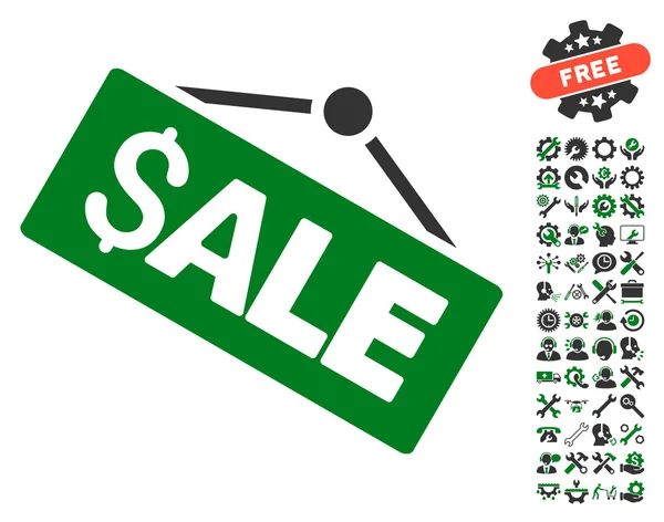 Ícone plano do vetor da placa de sinalização da venda com bônus das ferramentas —  Vetores de Stock