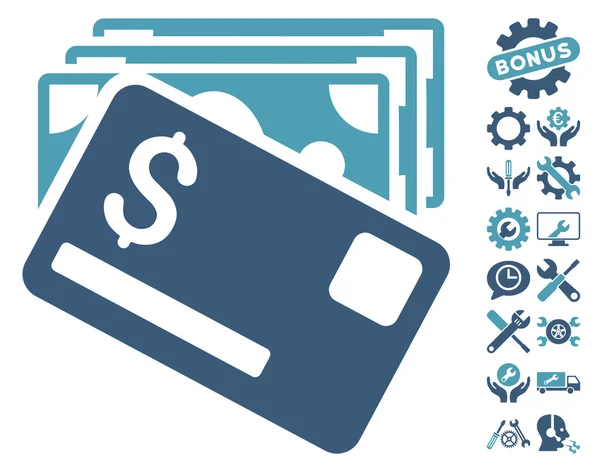 Bankbiljetten en kaart plat vector icoon met extra bonus — Stockvector