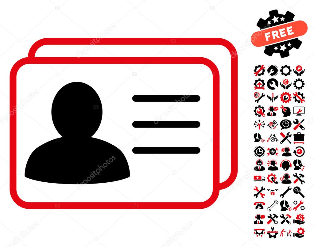 Account Cards Flat Vector Icon With Tools Bonus