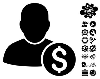 Araçlar Bonus ile İşadamı Düz Vektör Simgesi